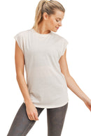 Mono B Perforated Swoop Top KT210352 and Plus - Natural - Front View