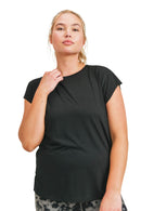 Mono B Perforated Swoop Top KT210352 and Plus - Black - Front Side