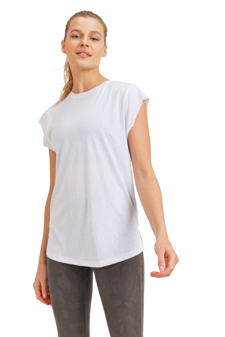 Mono B Perforated Swoop Top KT210352 and Plus - White - Front View