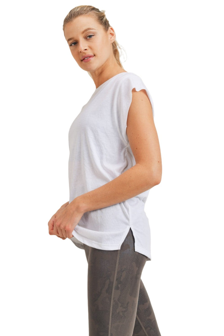 Mono B Perforated Swoop Top KT210352 and Plus - White - Side View