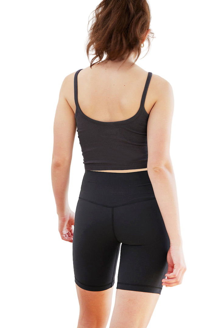 Cream Yoga Kendall cami bra tank - Faded Black - Back View