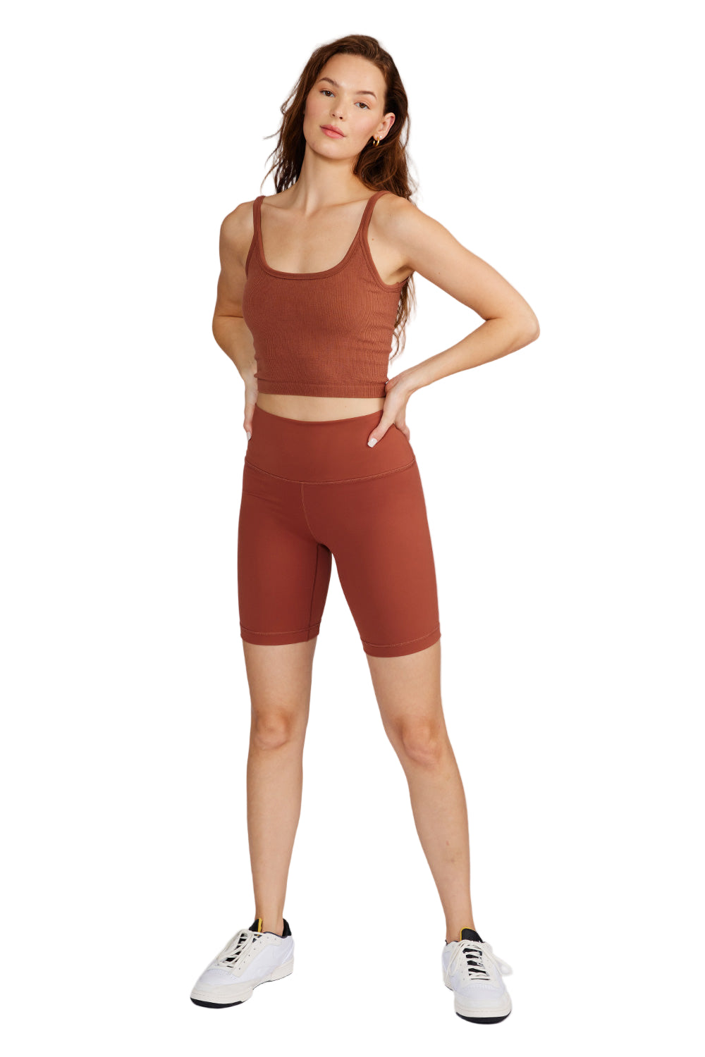 Cream Yoga Kendall cami bra tank - Rust - Front Full View