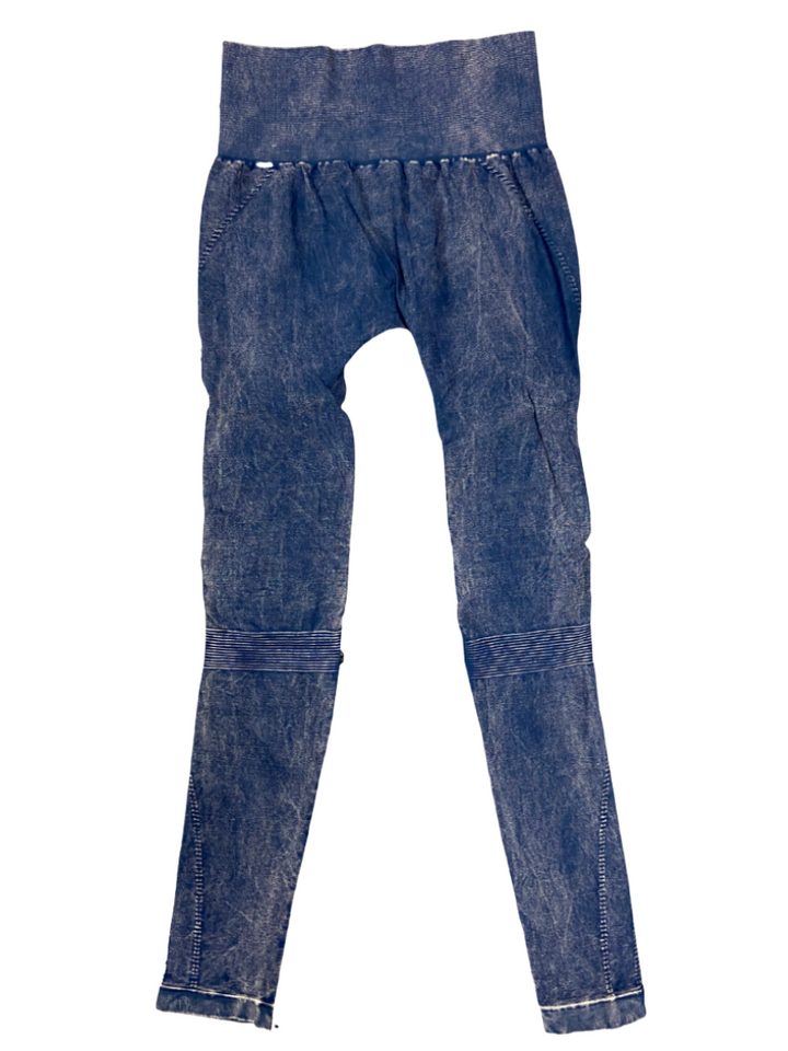 NikiBiki Seamless Leggings with Ribbed Panels - Vintage Midnight - Back View