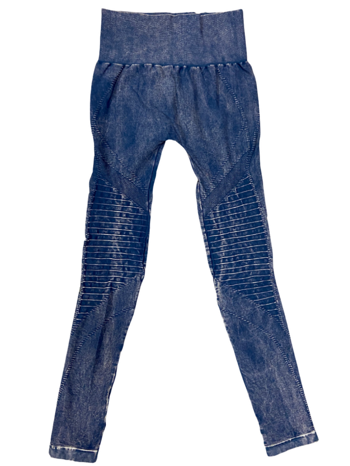 NikiBiki Seamless Leggings with Ribbed Panels - Vintage Midnight - Front View