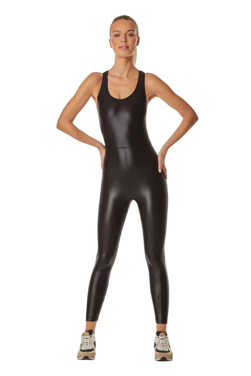 Noli Yoga Liquid Vixen Jumpsuit - Liquid Black - Front Full View