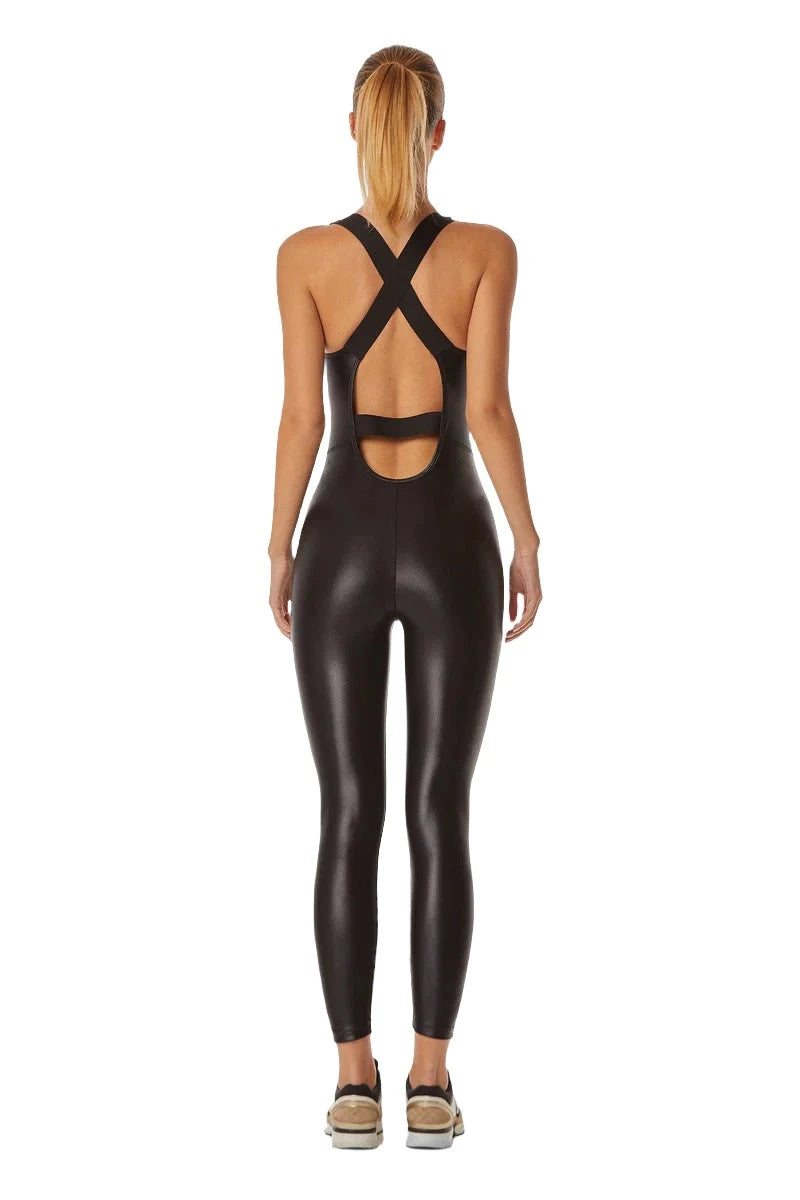 Noli Yoga Liquid Vixen Jumpsuit - Liquid Black - Back Full View