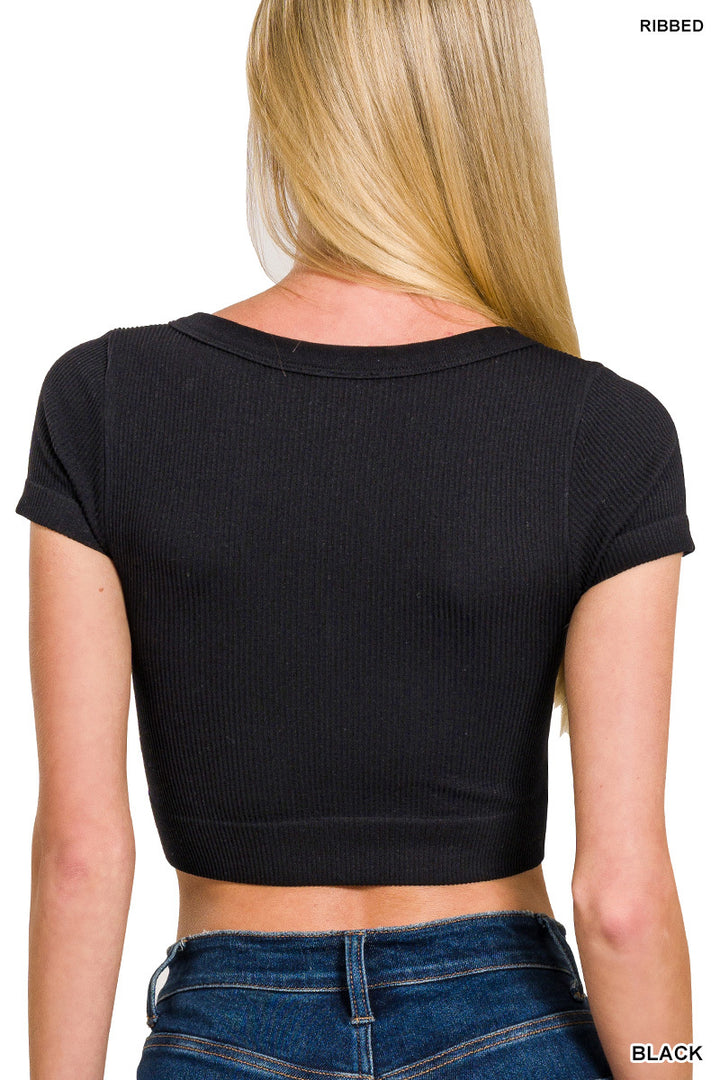 Zenana Ribbed Double Layer Seamless Crop Top NT-6356