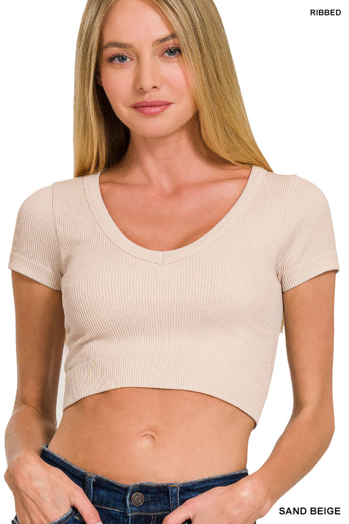Zenana Ribbed Double Layer Seamless Crop Top NT-6356