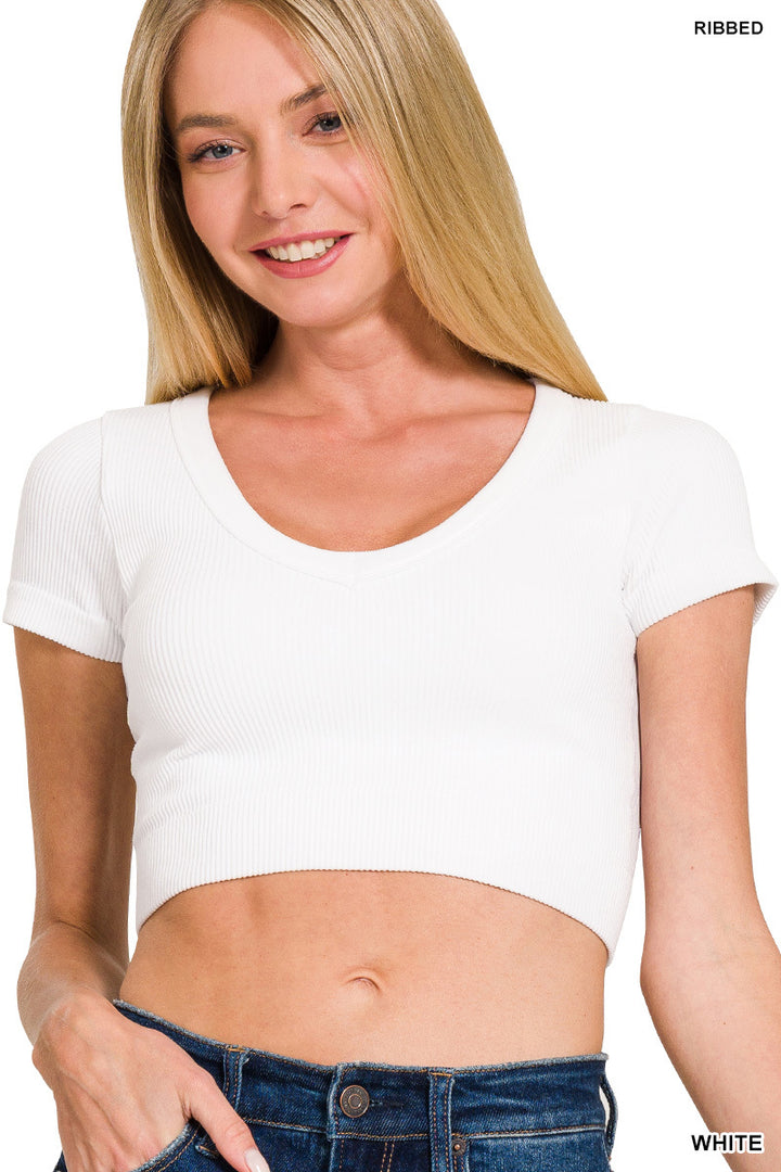 Zenana Ribbed Double Layer Seamless Crop Top NT-6356