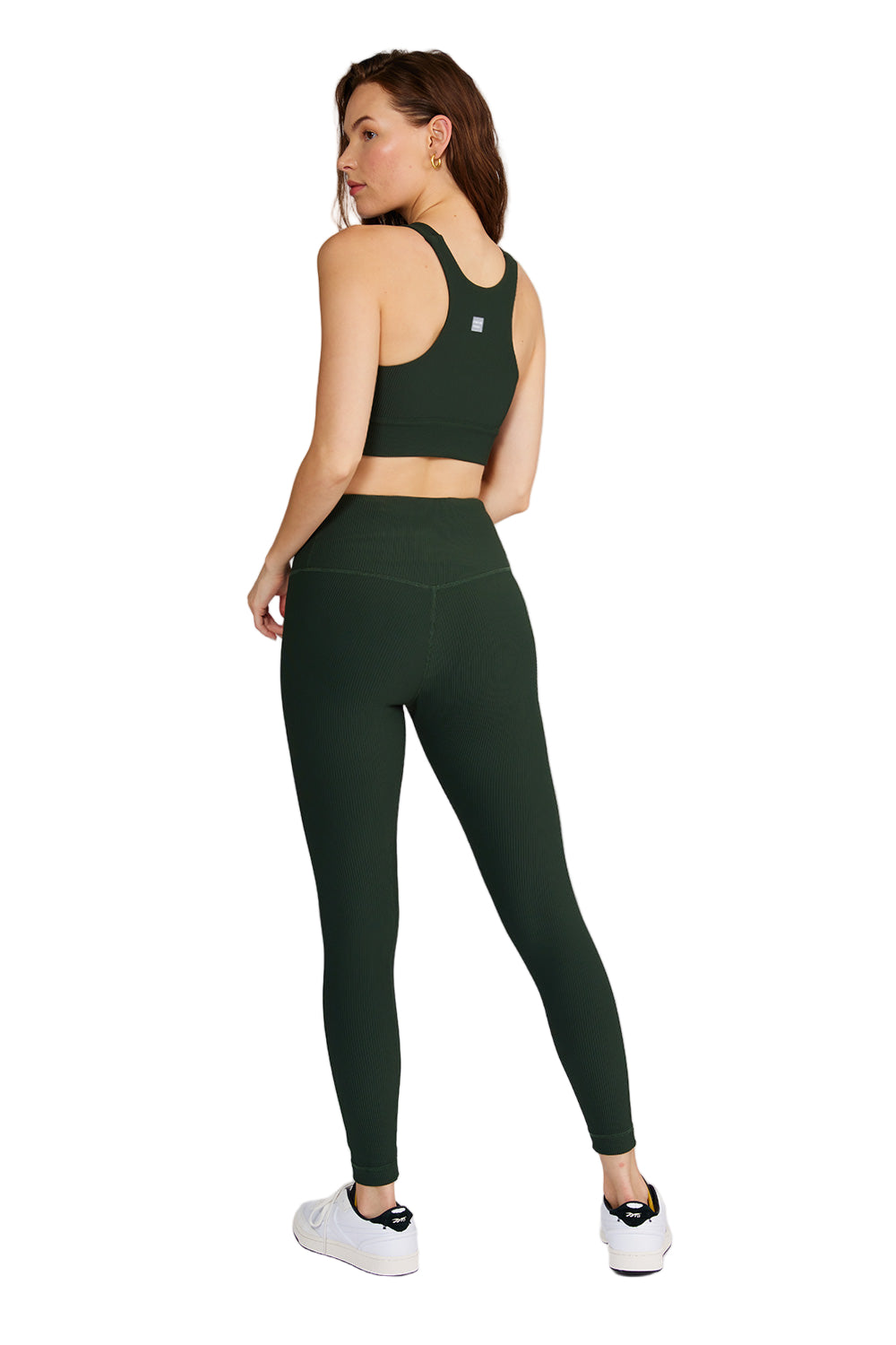 Cream Yoga Nancy ribbed legging - Hunter Green - Back Full View