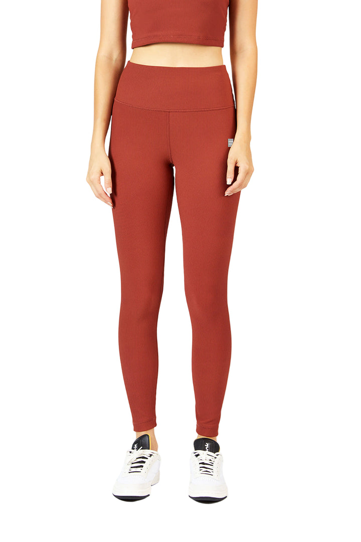 Cream Yoga Nancy ribbed legging - amber - Bottom Front View