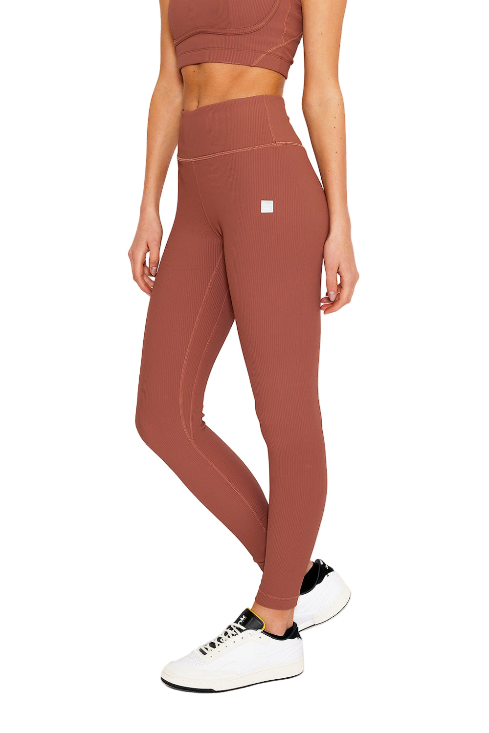Cream Yoga Nancy ribbed legging - rose taupe - Side View