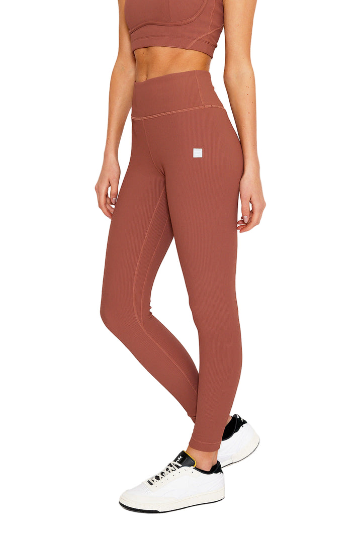 Cream Yoga Nancy ribbed legging - rose taupe - Side View