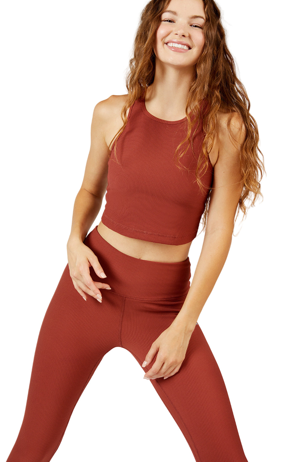 Cream Yoga Nicole high-neck bra - tank amber - Front View