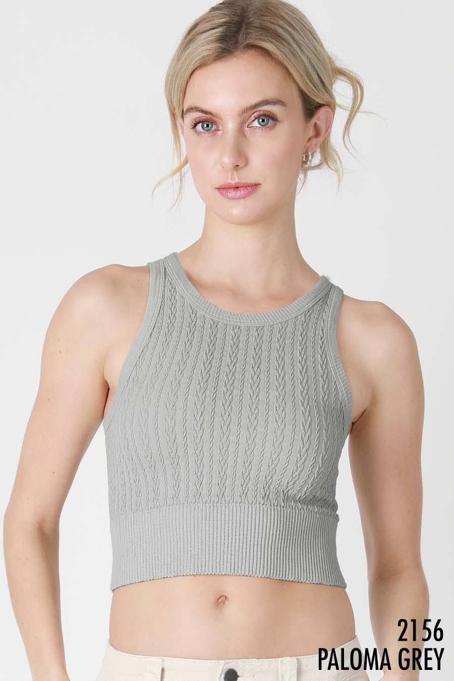 NikiBiki Cable Knit High Neck Crop Top NS8160
