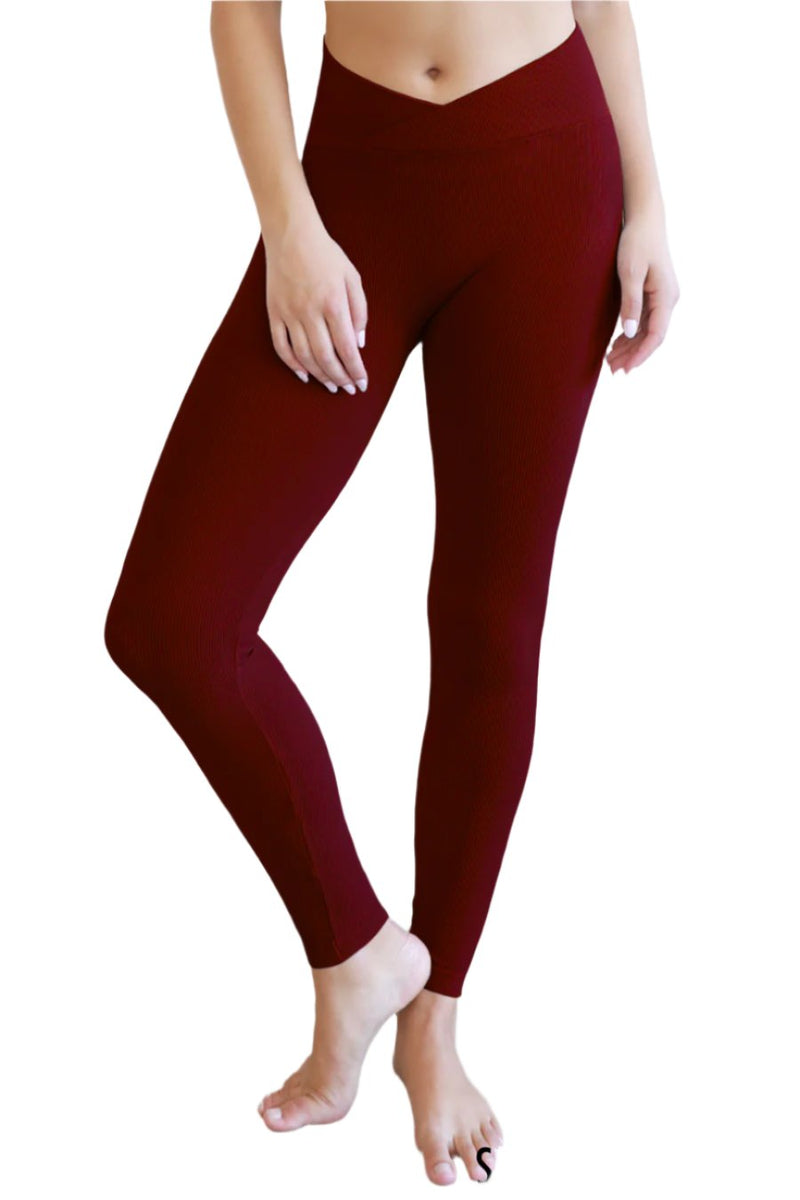 NikiBiki Ribbed Crossover Waistband Leggings NB8110