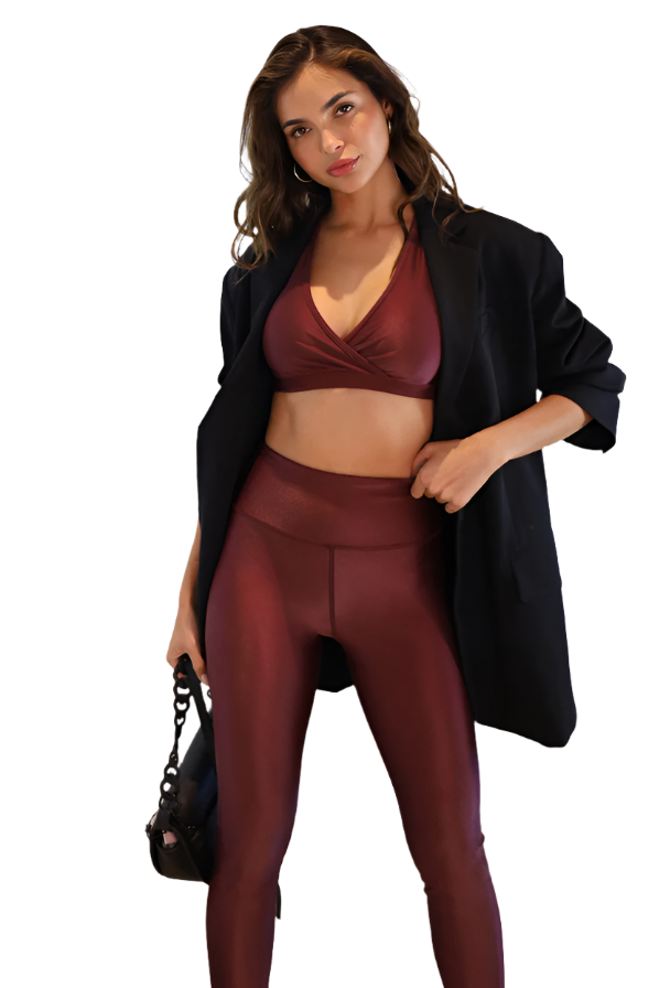 Noli Liquid Legging - Dark Cherry - Front Rear View