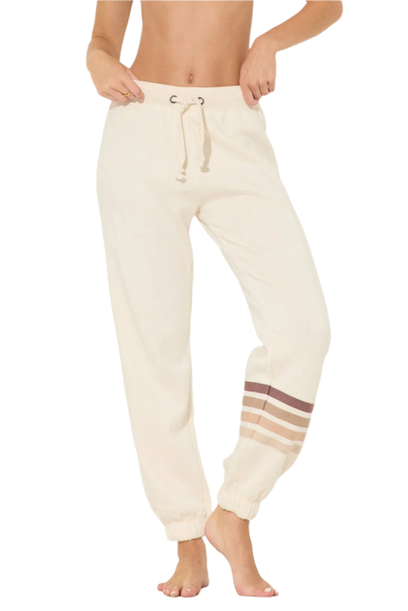 Ocean Drive Fleece Neutral Stripes Coconut White Jogger OD12032