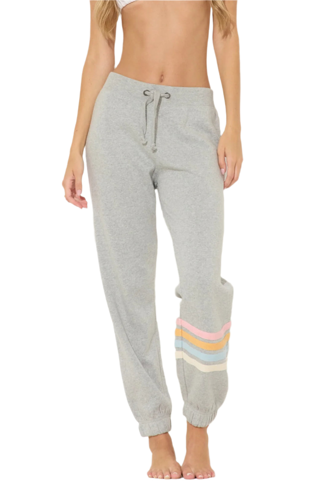 Ocean Drive Fleece Sunset Stripes Heather Grey Jogger OD12032