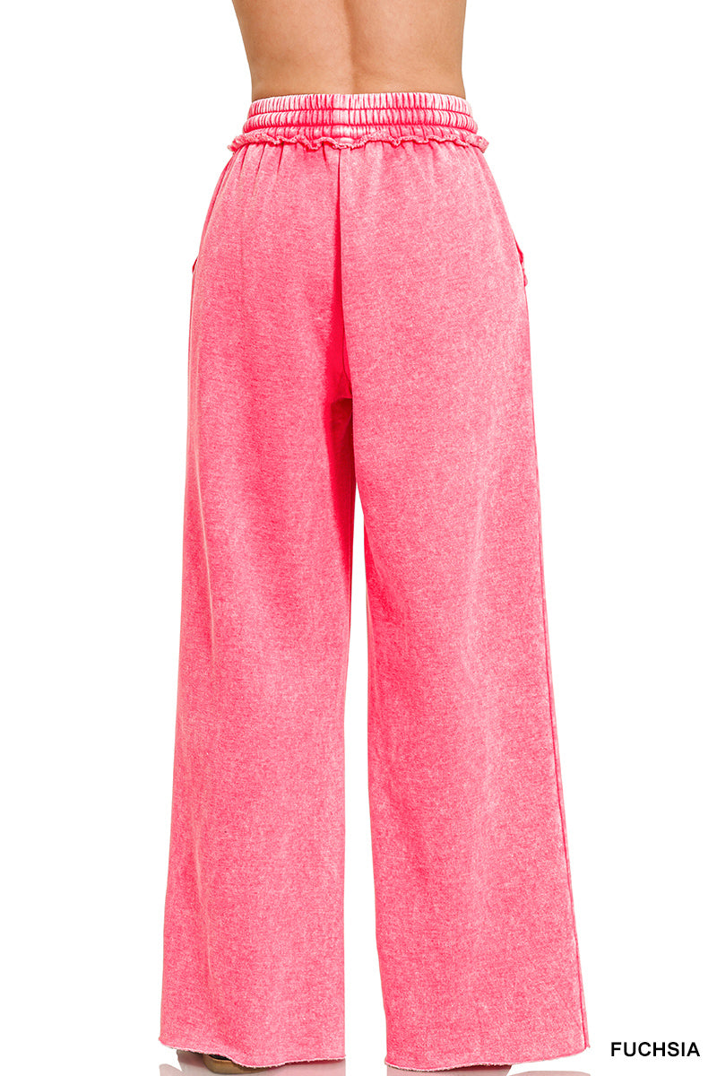 Zenana Acid Washed Fleece Palazzo Sweat Pant OPW-4343Y – Fitness