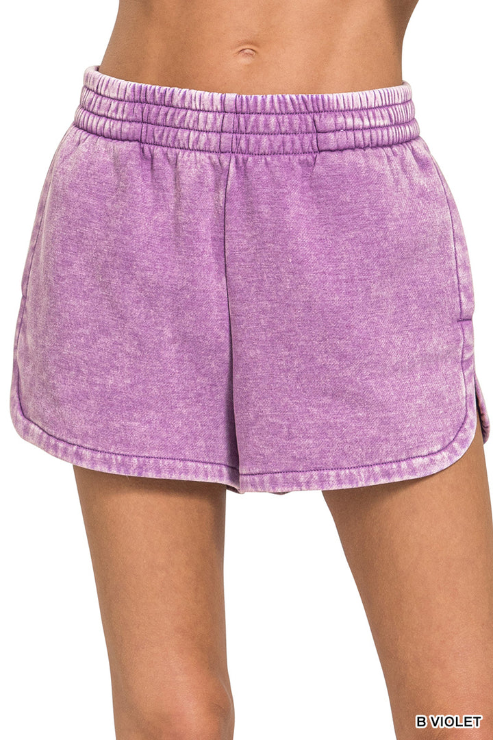 Zenana Mineral Washed Dolphin Shorts OPW-4387