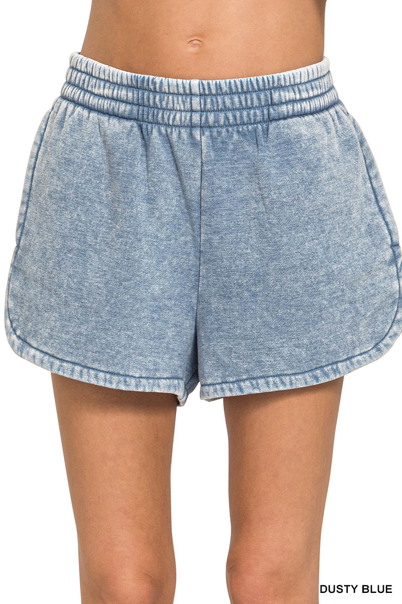 Zenana Mineral Washed Dolphin Shorts OPW-4387