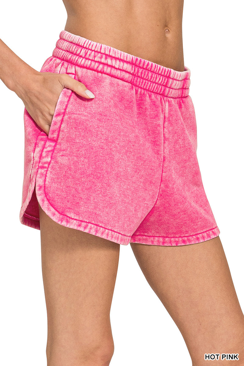 Zenana Mineral Washed Dolphin Shorts OPW-4387