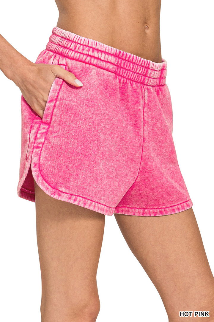Zenana Mineral Washed Dolphin Shorts OPW-4387