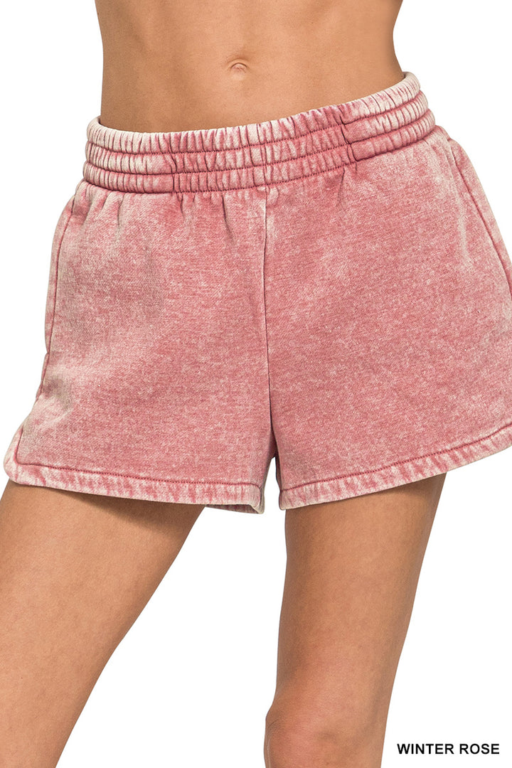 Zenana Mineral Washed Dolphin Shorts OPW-4387