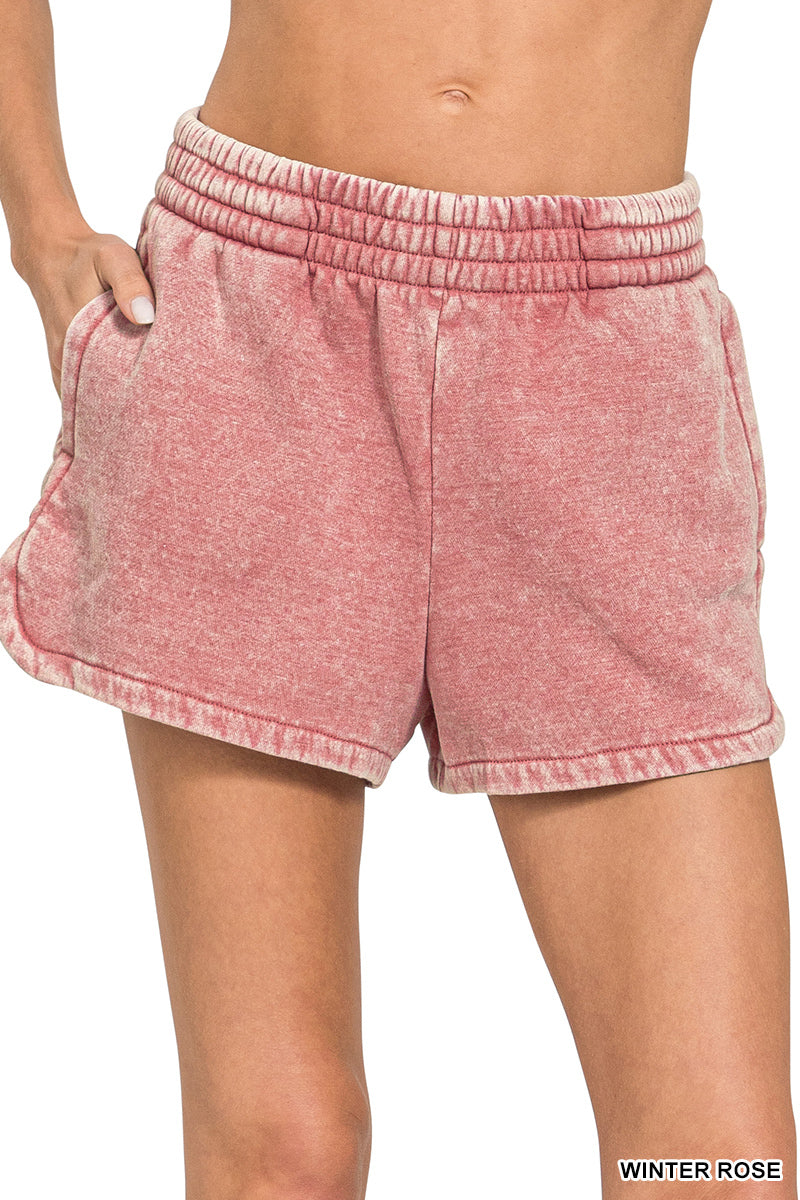 Zenana Mineral Washed Dolphin Shorts OPW-4387
