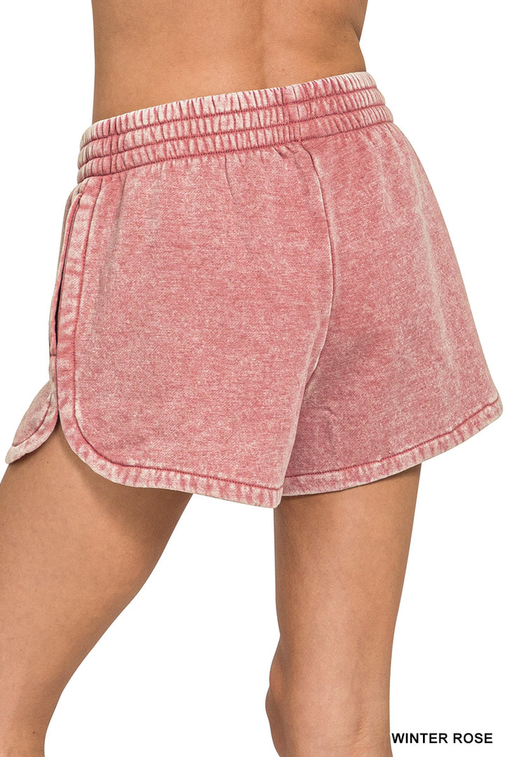 Zenana Mineral Washed Dolphin Shorts OPW-4387