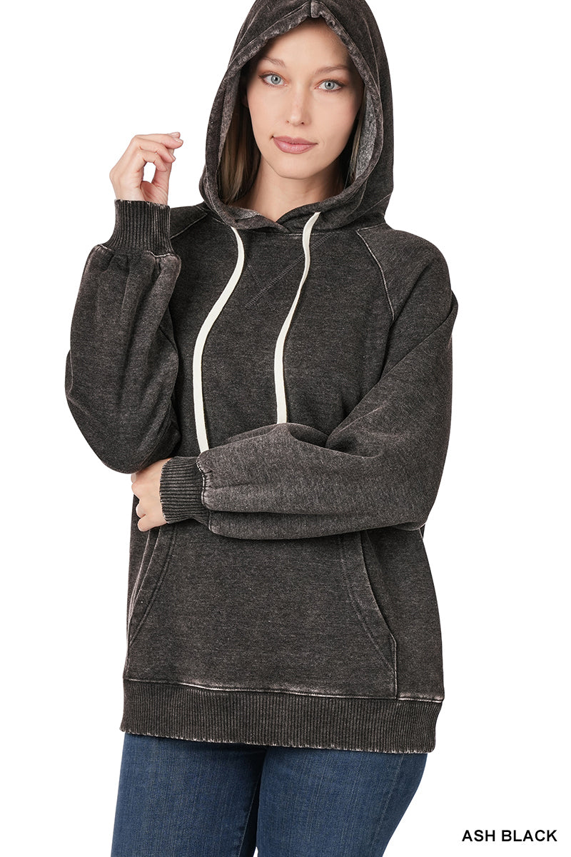 Zenana Mineral Washed Hooded Sweatshirt OTW 4551