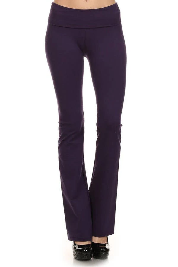 T-Party Fold Over Waist SOLID BOOTCUT Yoga Pants CJ7016