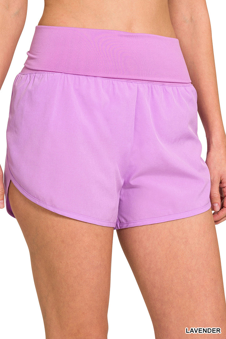 Zenana High Waisted Fold-Over Running Shorts QP-6236D4