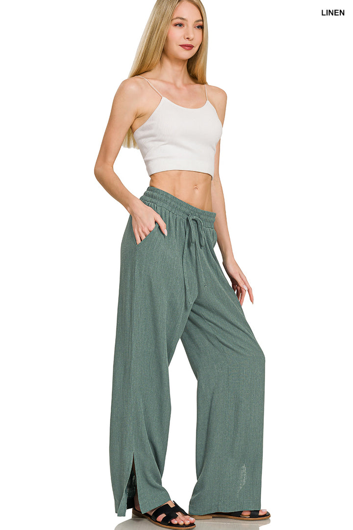 Zenana Linen Blend Palazzo Pant QP 7329