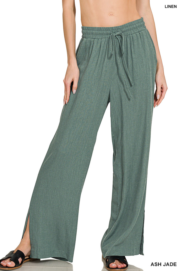Zenana Linen Blend Palazzo Pant QP 7329