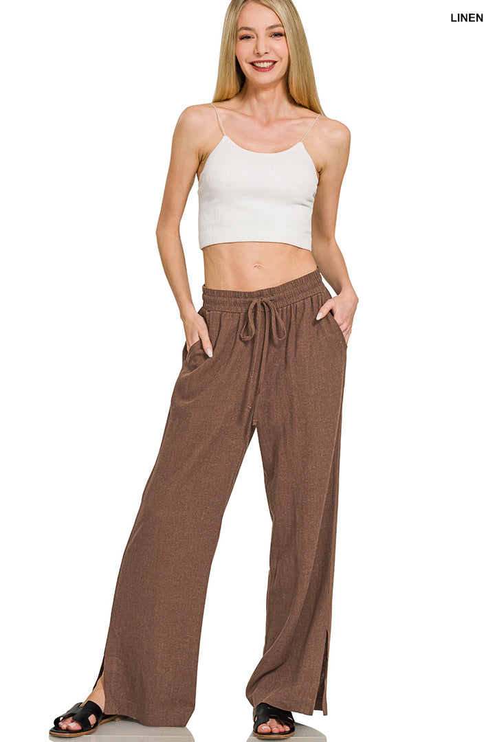 Zenana Linen Blend Palazzo Pant QP 7329
