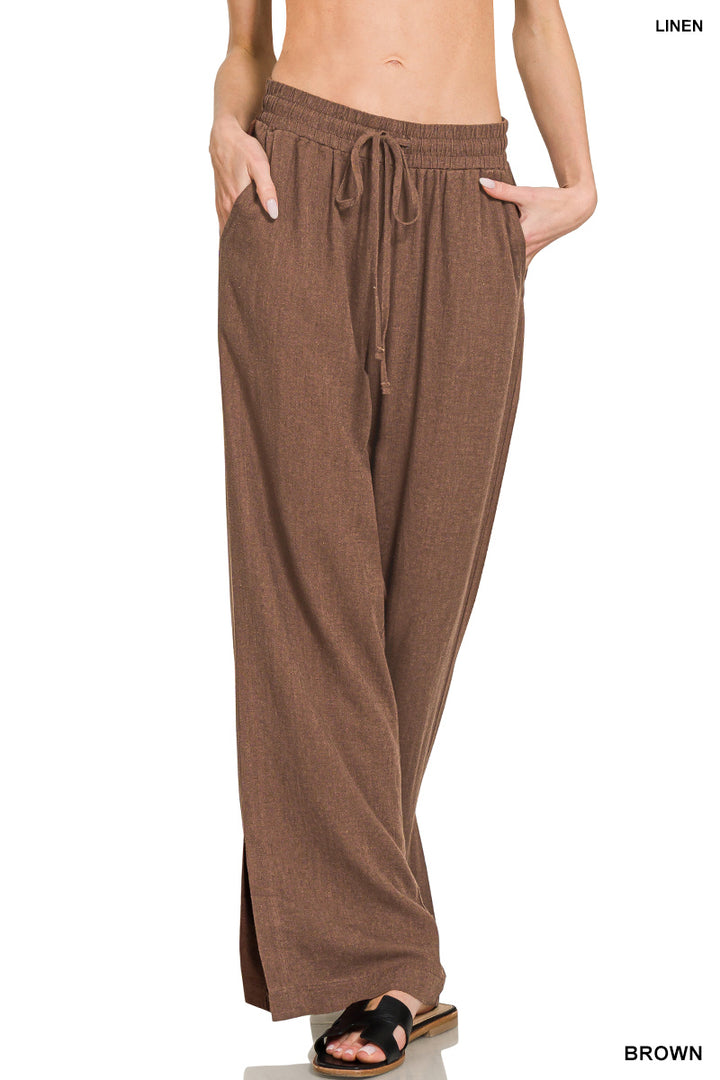 Zenana Linen Blend Palazzo Pant QP 7329