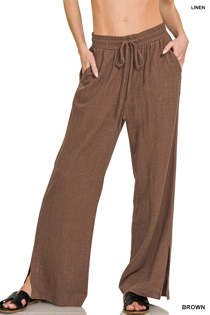 Zenana Linen Blend Palazzo Pant QP 7329