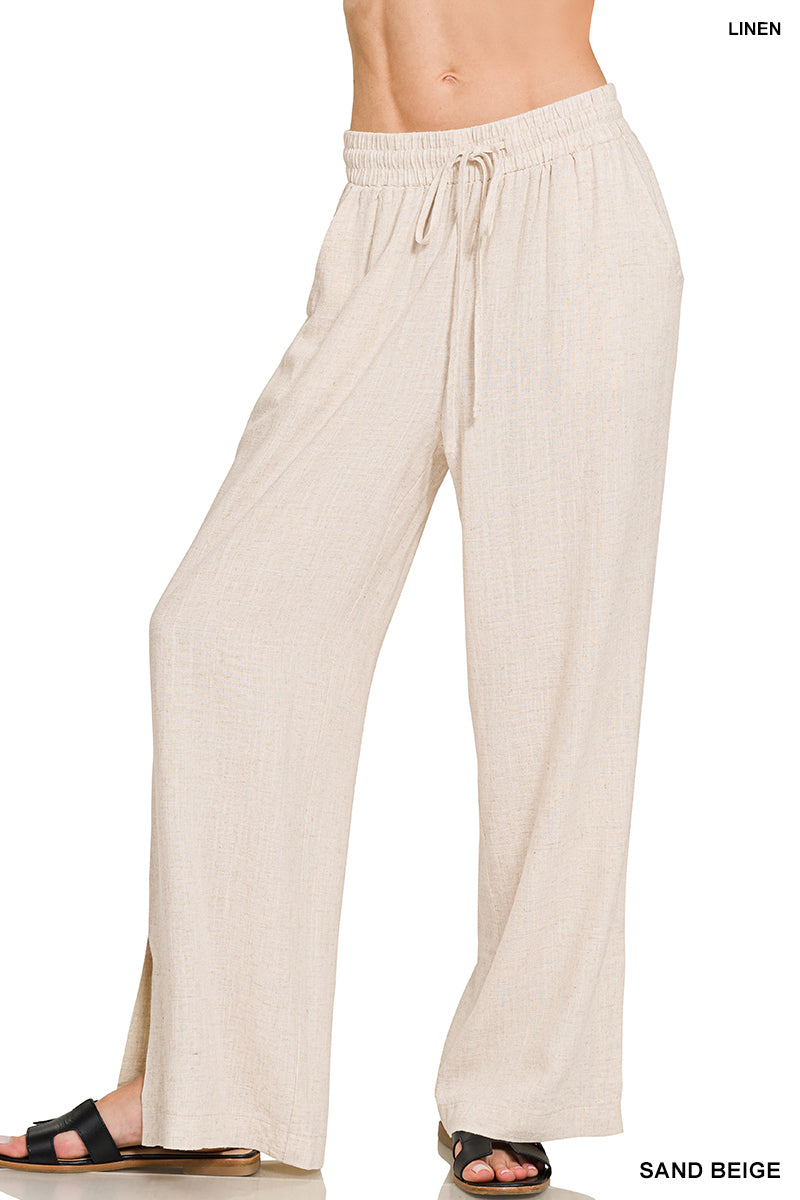 Zenana Linen Blend Palazzo Pant QP 7329