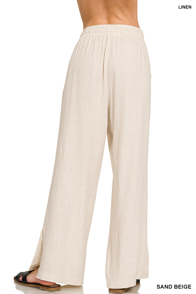 Zenana Linen Blend Palazzo Pant QP 7329