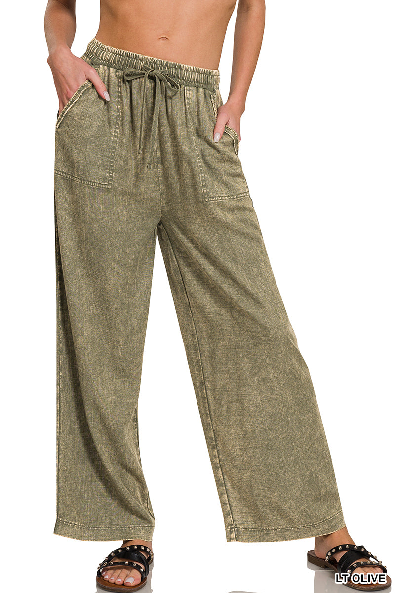 Zenana Linen Blend Palazzo Pant QPW-7188PP