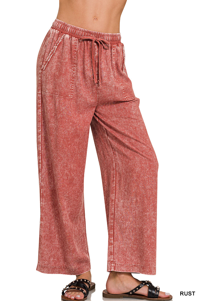 Zenana Linen Blend Palazzo Pant QPW-7188PP