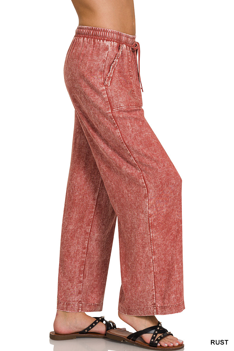 Zenana Linen Blend Palazzo Pant QPW-7188PP