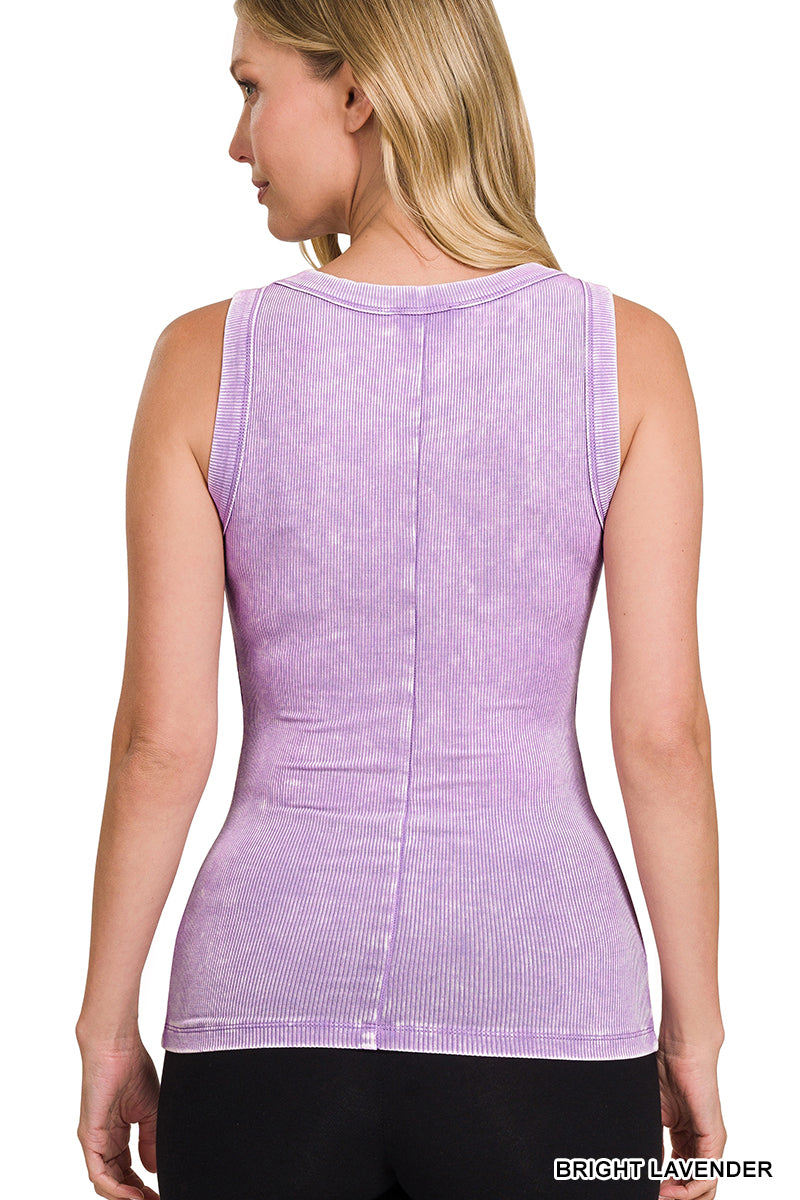 Zenana Mineral Washed Ribbed Knit Tank RTW-8424