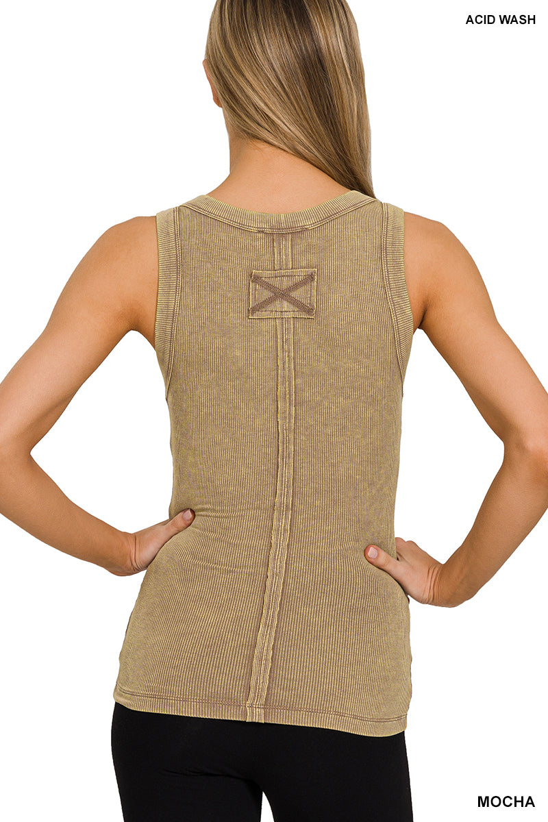 Zenana Mineral Washed Ribbed Knit Tank RTW-8442