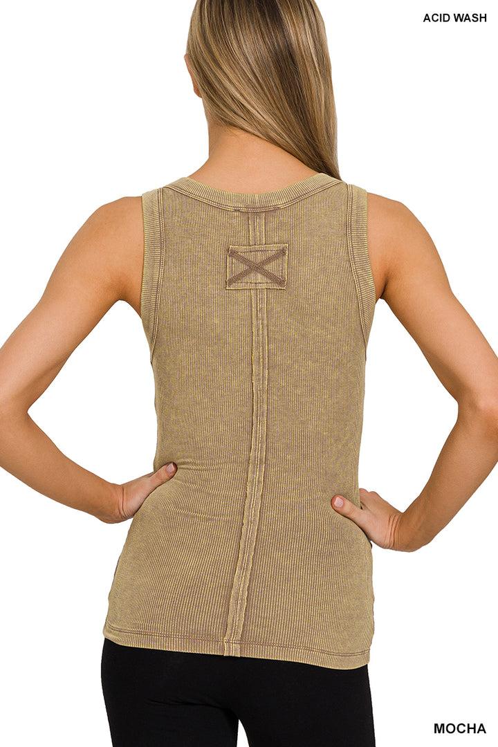 Zenana Mineral Washed Ribbed Knit Tank RTW-8442