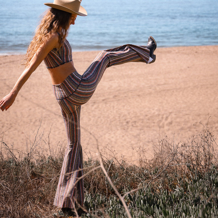 Ribbon Stripe Long Bell Bottom ♡