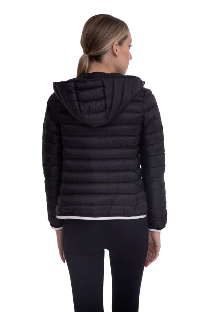 Mono B Padded Puffer Jacket with Hood SB041 - Black - Back View