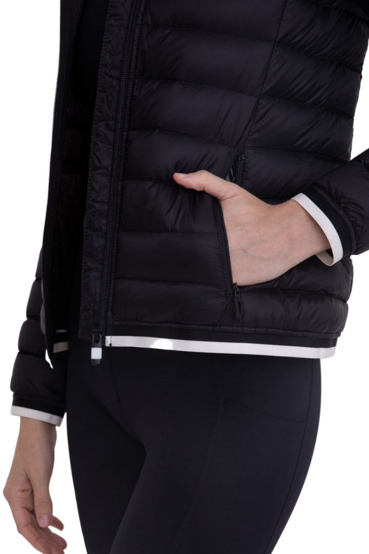 Mono B Padded Puffer Jacket with Hood SB041 - Black - Rear View
